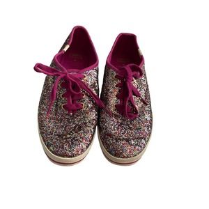 Keds Kate Spade Pink & Silver Sparkle Sneaker Shoe. NWOT. Sz. 8